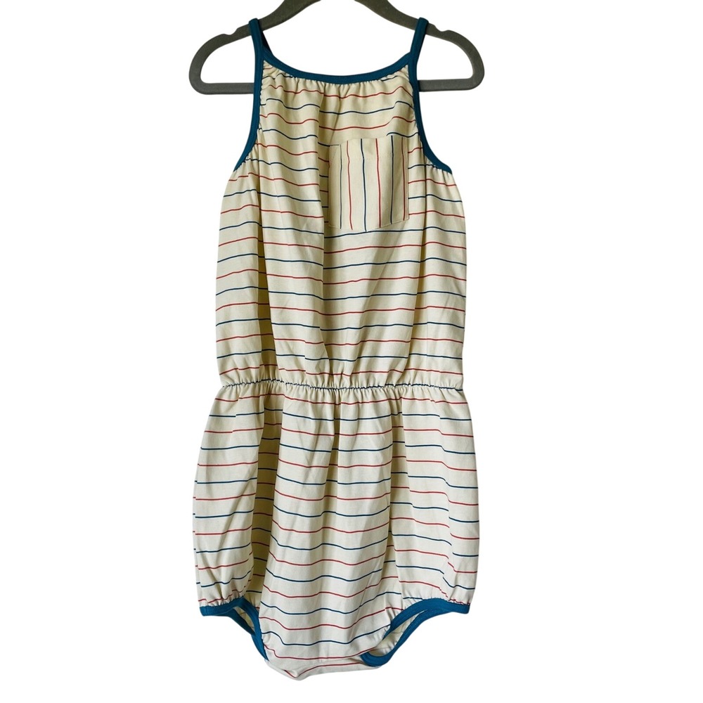 $76 NWT The Sunday Collective Shortie Romper Cream Striped Girls‎ 10-11 Coastal